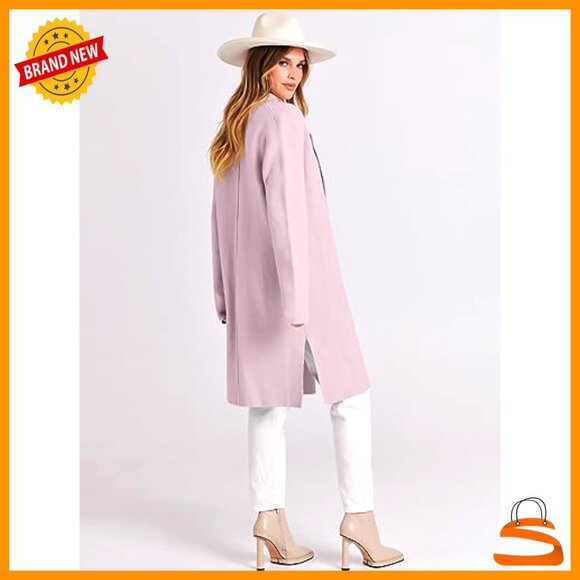 Oversized Knit Cardigan Lapel Trench Coatigan Chic Elegant Fall Casual Wear - Picture 4 of 7